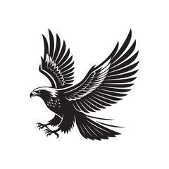 Obraz premium Flying eagle icon vector silhouette on white background