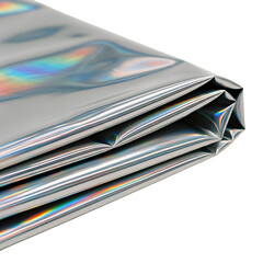 Silver foil material with reflective surface and layered texture