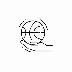 Naklejka premium hand holding basketball icon sign vector