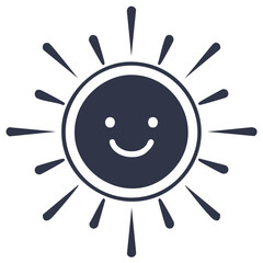 Happy Smiling Sun Icon with Radiant Rays Vector Illustration for Positive Concepts