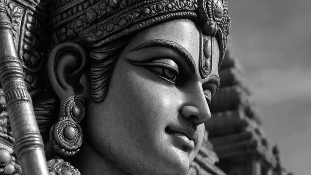 A detailed view of a life-sized statue depicting a human figure, suitable for use in art and design projects or as a decorative element