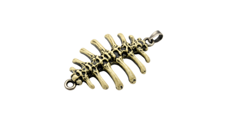 Antique Gold Skeleton Ribs Pendant Jewelry on a Dark Surface