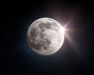 Fototapeta premium A full moon is shining very brightly in the night sky tonight