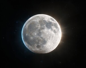 Fototapeta premium A full moon is shining very brightly in the night sky tonight
