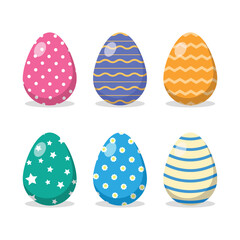 Happy Easter Day. Beautiful eggs with different colors isolated on white background.