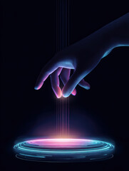 A vibrant 3D render of a blue and yellow geometric abstract pattern that suggests technology and modern design