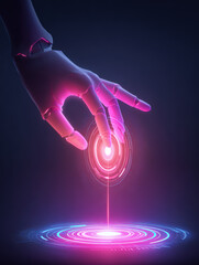 A vibrant 3D render of a blue and yellow geometric abstract pattern that suggests technology and modern design