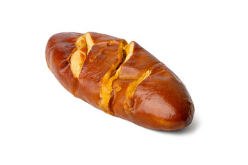 Photo of bread taken with a high-resolution camera using the focus-stacking technique on a white background.