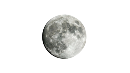 Full moon with visible craters, centered on a stark black background