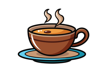 Obraz premium Cartoon Illustration of Hot Coffee Cup with Steam