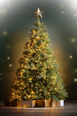 キラキラしたイルミネーションのクリスマスツリー