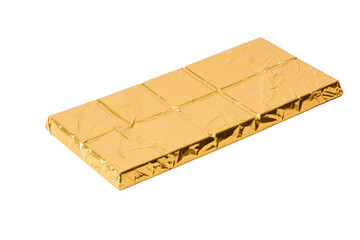 Photo of chocolate bar taken with a high-resolution camera using the focus-stacking technique on a white background.