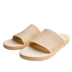 Elegant pair of neutral-toned indoor sandals conveying comfort and relaxation