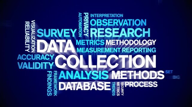 Data Collection animated word cloud-text design animation tag kinetic typography seamless loop.