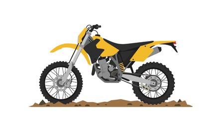 Obraz premium Yellow and Black Dirt Bike Illustration on Dirt Ground.