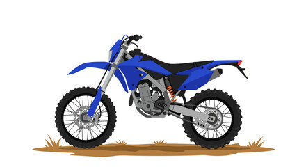Fototapeta premium Blue Dirt Bike Illustration with Knobby Tires and Engine Detail.