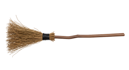 Classic Witchs Broomstick with Twig Bristles and Wooden Handle