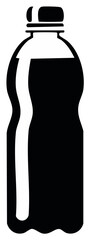 Black and White Vector Silhouette of a Plastic Bottle with Liquid Beverage