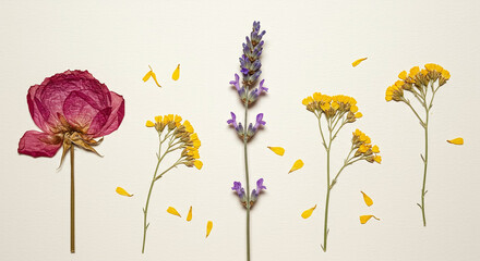 Fragrant Pressed Botanicals Red Rose Lavender Yellow Flowers