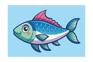 Fototapeta premium Cartoon Illustration of Whole Fish with Scales