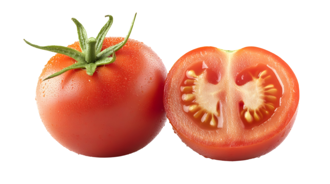 Fresh red tomatoes in studio setting for culinary design and print