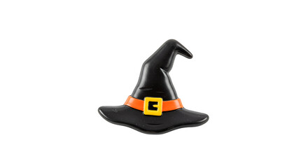 Classic Black Witch Hat with Orange Band and Yellow Buckle for Halloween