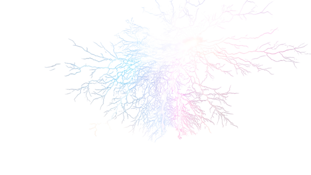 Abstract fractal tree with pastel colors isolated on transparent background, creating a delicate and ethereal visual effect