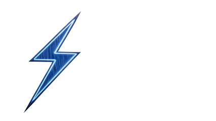 A textured blue lightning bolt isolated on transparent background, conveying a sense of raw power and electrifying energy in a design