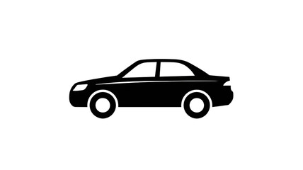 Fototapeta premium Simple black car icon minimal vehicle silhouette automotive transport symbol flat design modern automobile pictogram isolated on white background