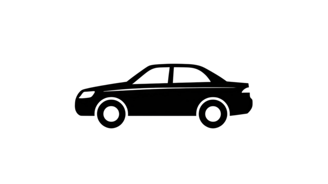 Simple black car icon minimal vehicle silhouette automotive transport symbol flat design modern automobile pictogram isolated on white background