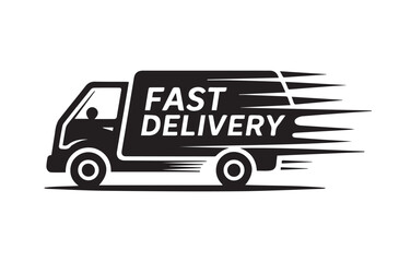 Fast delivery truck vector icon 