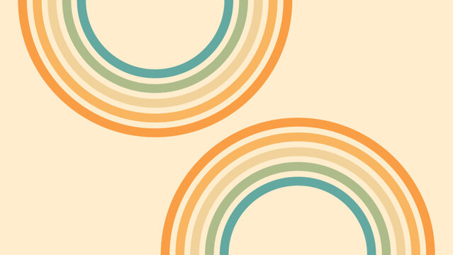 Abstract background of rainbow groovy Wavy Line design in 1970s Hippie Retro style. Vector pattern ready to use for cloth, textile, wrap and other.