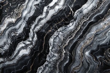 Obraz premium Photo of Black and white kitchen marble top pattern with veins. Background texture for backdrops or mapping