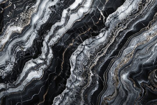 Photo of Black and white kitchen marble top pattern with veins. Background texture for backdrops or mapping