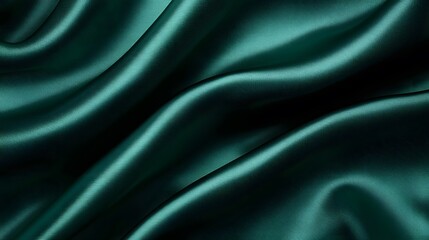 Fototapeta premium Elegant dark green silk fabric showcasing smooth texture and graceful drapes suitable for fashion and interior design projects
