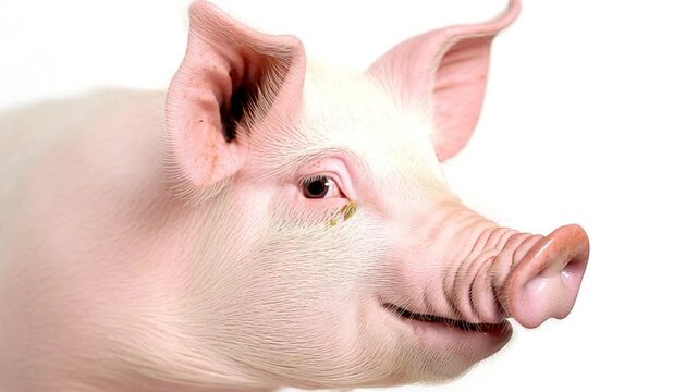 A close-up shot of a pig's face on a white background, perfect for farm-themed designs or animal illustrations