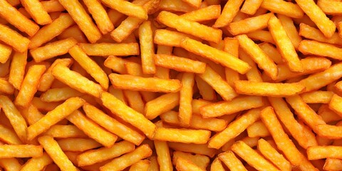 Freshly cooked golden fries piled high on a serving tray for a delicious snack or side dish