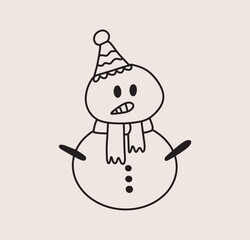 Snowman winter christmas hand drawing element