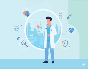 doctor with medical icons