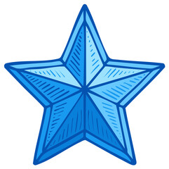 Obraz premium Blue Five Pointed Star Shape Graphic Illustration Icon