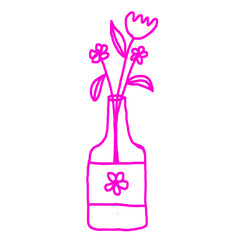 Flower bottle vase wine decoration doodle in pink color