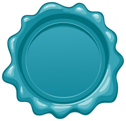 Empty Glossy Teal Wavy Seal Badge Button Label Isolated Vector Graphic