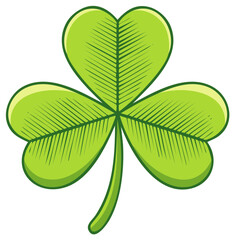 Cartoon style Shamrock illustration, green cloverleaf for St. Patrick's Day, symbol of Irish luck and fortune