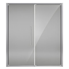 Transparent glass doors with metal handle isolated