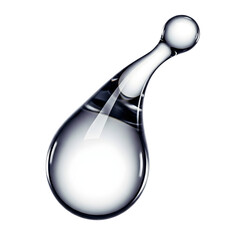 Transparent glass droplet with reflection and spherical top element