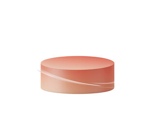 Pink terracotta 3D podium product stand isolated on a black background for cosmetic or luxury presentation