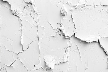 Photo of Rough peeled white plaster wall. Background texture for backdrops or mapping
