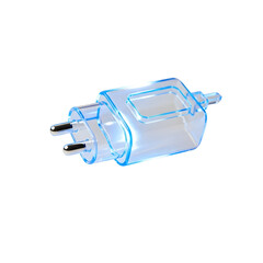 Transparent power adapter with metallic pins isolated