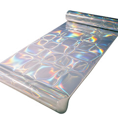 Transparent reflective material rolled out on a surface with abstract patterns