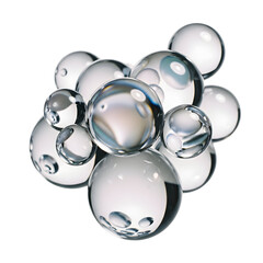 Transparent spheres cluster on transparent background